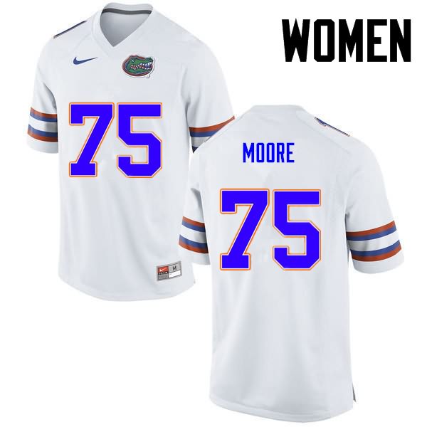 Women's NCAA Florida Gators TJ Moore #75 Stitched Authentic Nike White College Football Jersey DMV2265ER